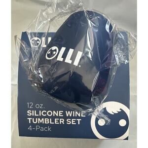 OLLI Set Of Four Silicone Wine Glasses Tumbler 12 Oz (each) Dishwasher Safe NEW